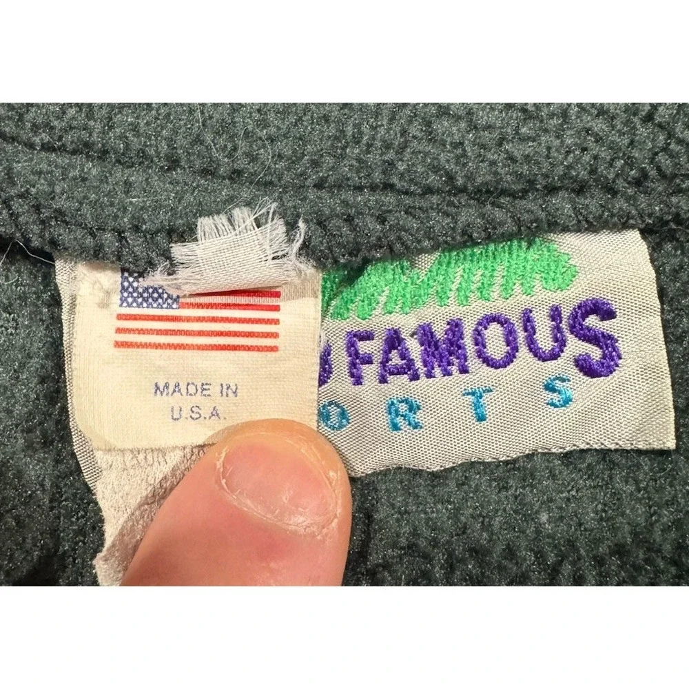 VTG 90s World Famous Sports Jacket Mens Large Tall Green Fleece Zip Made in USA